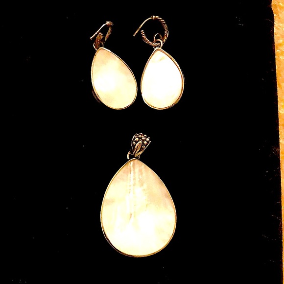 Silver set with abalone pearl and amethyst🌸earrings with pendant 🌺 - Picture 5 of 14